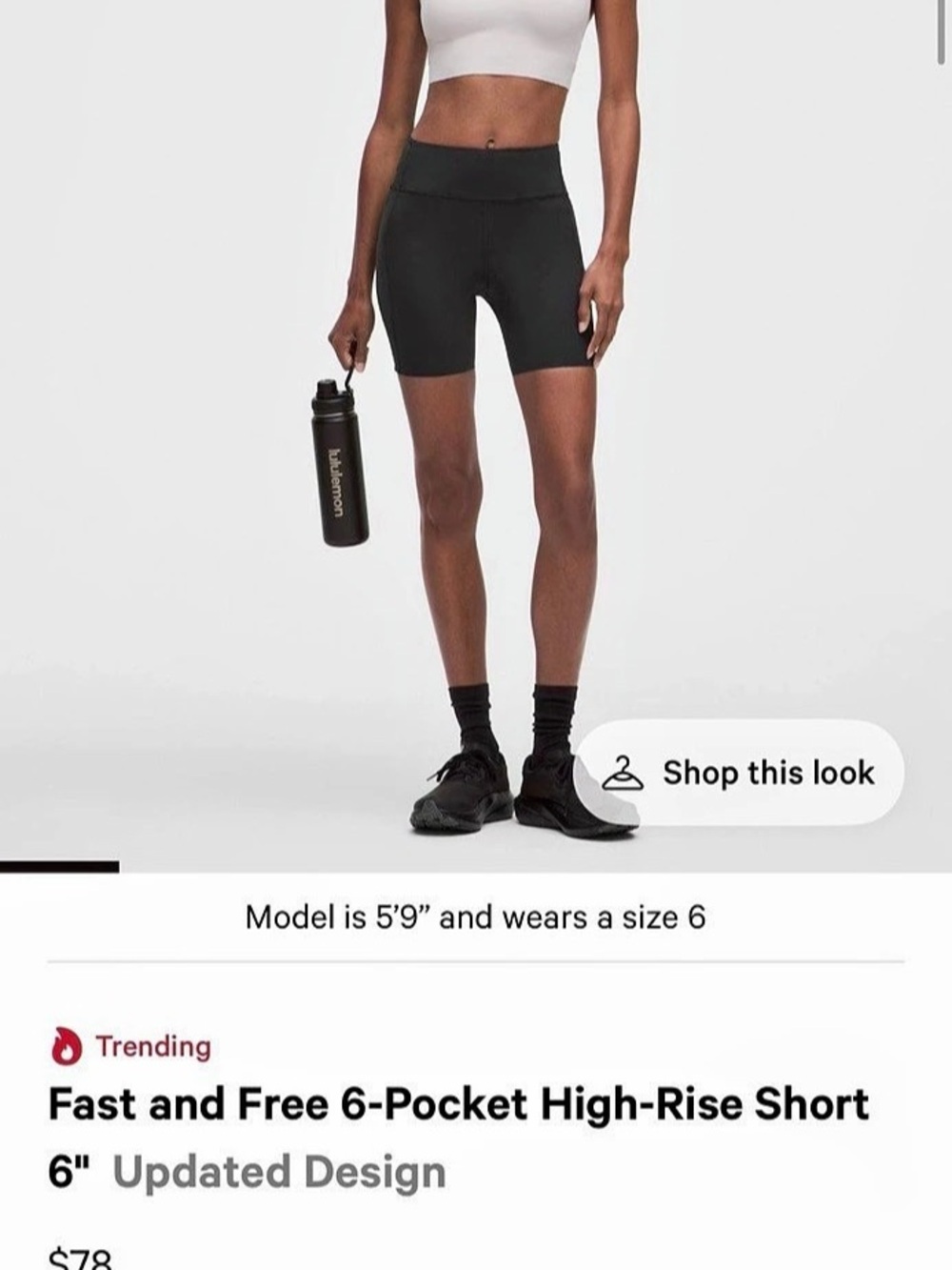 Lululemon Fast and Free 6-Pocket High-Rise Short 6" Updated Design Shorts Black